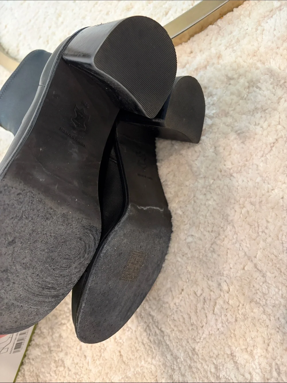 Tory Burch Black Leather Zip Ankle Booties with Gold Logo